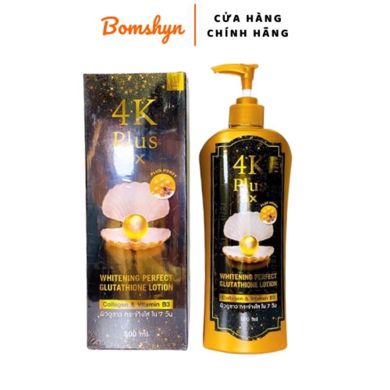 Sữa Dưỡng thể 4k pluss 5x Whitening perfect Glutathione review thật dưỡng thể