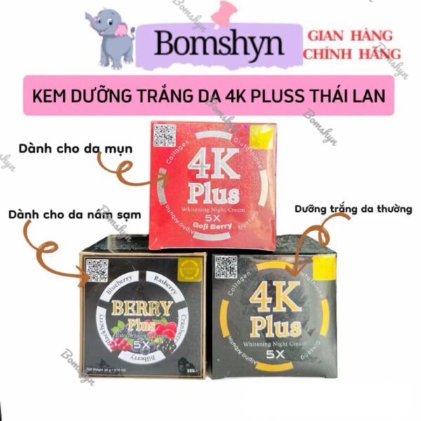 Kem dưỡng trắng da ban đêm 4k plus whitening night cream hũ 20 gam
