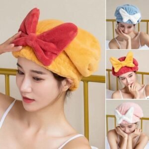 Khăn ủ tóc – Khăn quấn tóc gội đầu hình nơ cao cấp, vải cotton mềm mại thấm hút tốt MIN131
