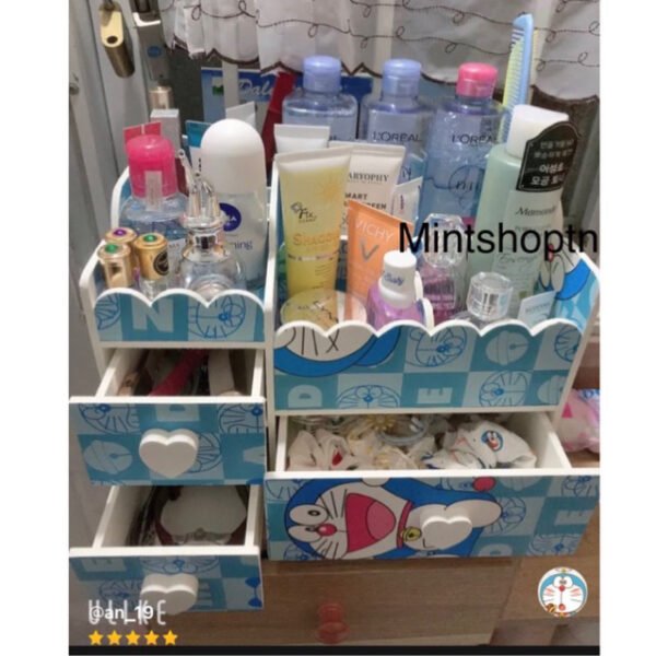 Kệ mỹ phẩm lượn sóng doremon, hộp đựng mỹ phẩm