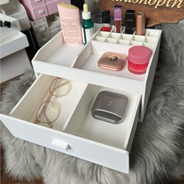 Kệ đựng mỹ phẩm 25cm màu trắng , tủ đựng mỹ phẩm có khay son 15 ô đựng đồ trang điểm, kệ mĩ phẩm