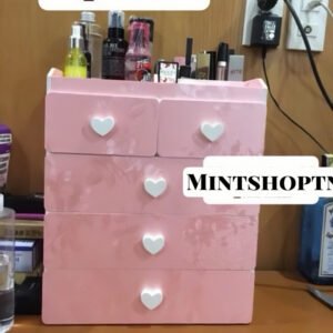 Tủ đựng mỹ phẩm 5 tầng hồng phấn núm tim