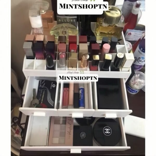 Kệ mỹ phẩm 3 tầng đặc biệt trắng 30 ô son