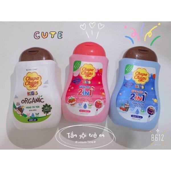Sữa tắm Thái Lan Chupa Chups Kids Head To Toe 2in1 Tắm + Gội hương kẹo ngọt thơm công thức hữu cơ cân bằng PH - 250ml