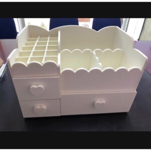 Kệ mỹ phẩm lượn trắng full ô son núm tim, kệ mĩ phẩm