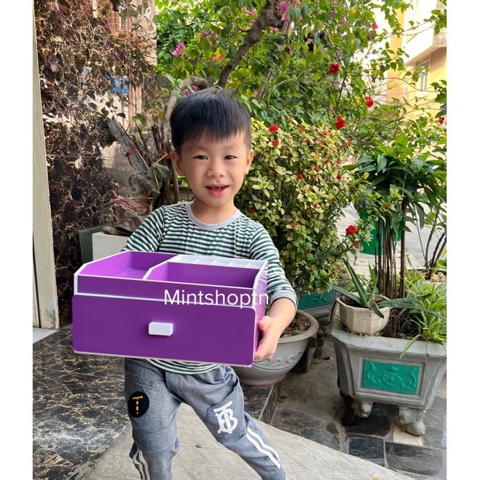 kệ đựng mỹ phẩm và đồ dùng học tập cho bé màu tím 25cm