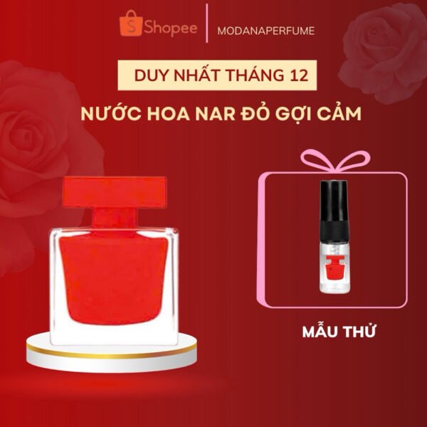 Tinh dầu nước hoa mini Nar.ciso Poudree đỏ sang trọng, gợi cảm phù hợp đi tiệc, đi chơi
