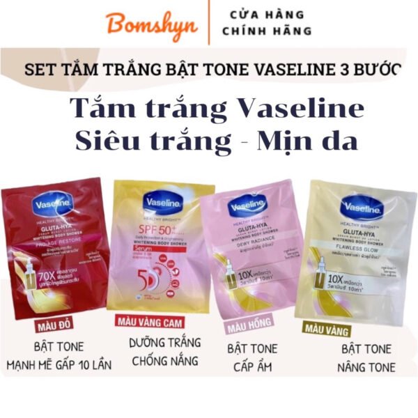 Gói tắm trắng da toàn thân Vaseline Healthy bright Gluta-Hya Whitening Body Shower Gói 120g