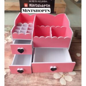 khay đựng mỹ phẩm lượn sóng hồng phấn tim đen