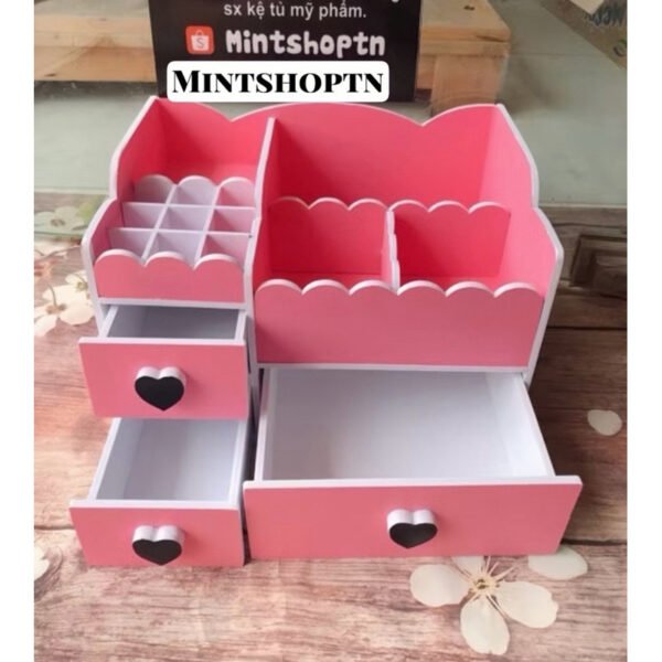 khay đựng mỹ phẩm lượn sóng hồng phấn tim đen