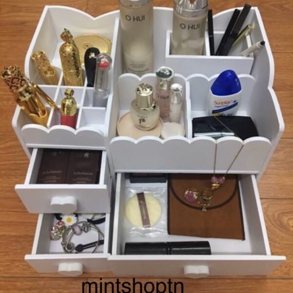 Kệ đựng mỹ phẩm lượn trắng siêu xinh 30cm