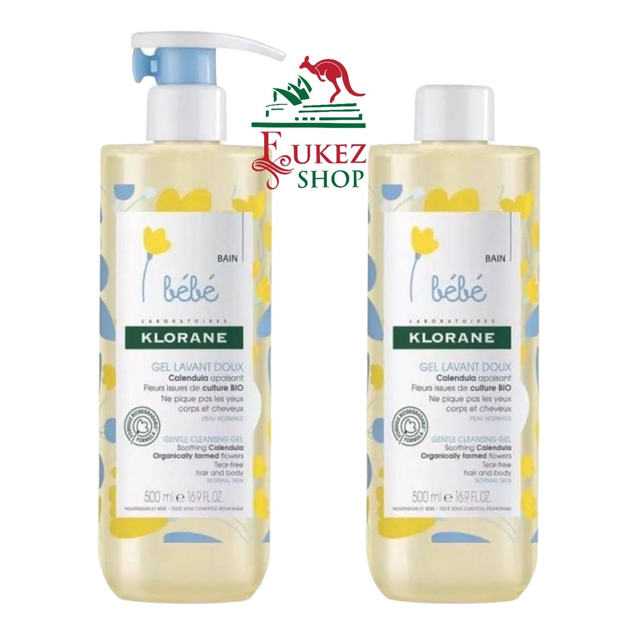 Set sữa tắm gội hoa cúc nhẹ dịu cho bé từ sơ sinh Klorane Bebe 2x500ml - Bill Pháp