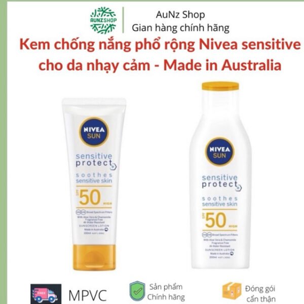 Kem chống nắng cho da nhạy cảm Nivea sensitive protect soothes Lotion SPF50 100ml