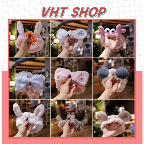 Băng đô rửa mặt, băng đô cài tóc nữ skincare hình thú vải nhung cute dễ thương thời trang Hàn Quốc-VHT SHOP