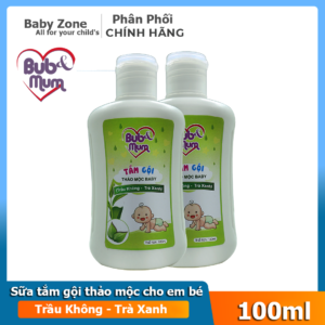 [HCM]Combo 2 chai sữa tắm gội cho em bé  thảo mộc chiết xuất Trầu Không và Trà Xanh 100ml BuB&MuM