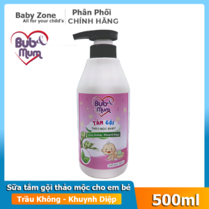 [HCM]Sữa tắm cho bé dùng tắm gội toàn thân chiết xuất thảo mộc từ tinh dầu Trầu Không và Khuynh Diệp Bub&Mum dung tích 500ml – Phân phối bởi Baby zone