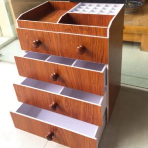 Tủ đựng mỹ phẩm 5 tầng màu gỗ núm gỗ đậm