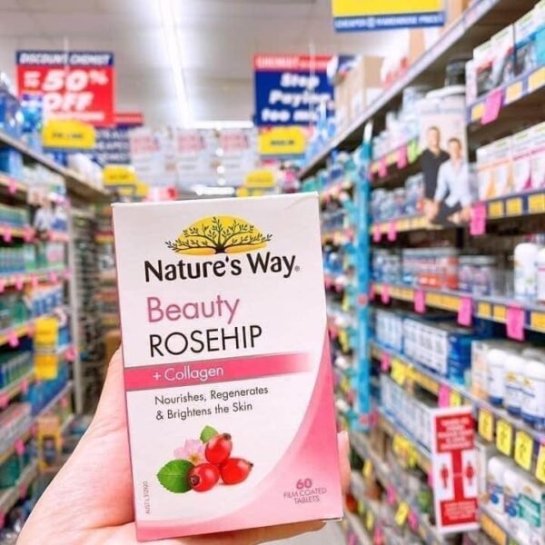 trắng da Natures Way Collagen Beauty Rosehip 60 viên (Đủ bill)