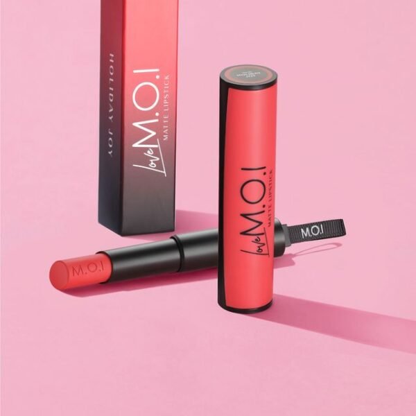 Son kem lì cao cấp HOLIDAY JOY màu ĐỎ CAM TƯƠI hương vanila dưỡng ẩm sâu và giúp môi mềm mượt - MOI cosmetics chính hãng Hàn Quốc