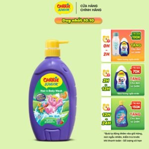 Sữa Tắm Gội cho bé Carrie Junior hương Grapeberry 700g