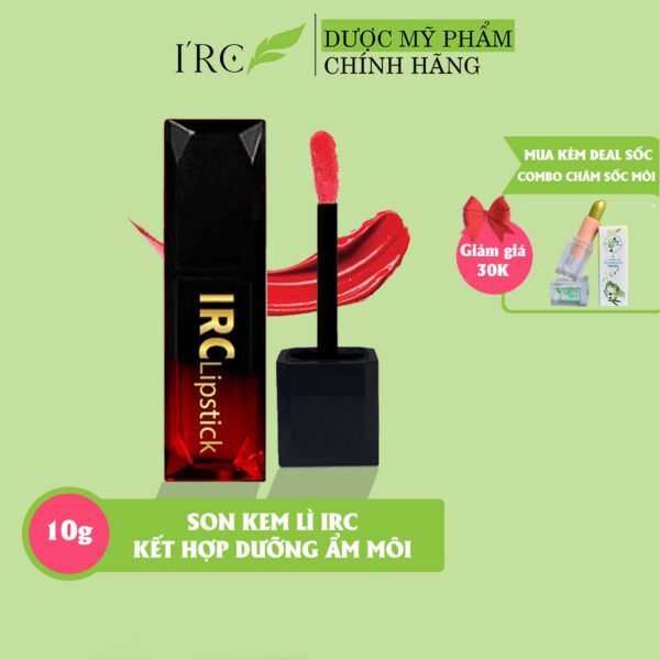 Son kem lì IRC kết hợp dầu Jojoba dưỡng môi công nghệ Hàn Quốc khóa màu không chì gồm 5 màu hồng đất đỏ cam đỏ gạch...